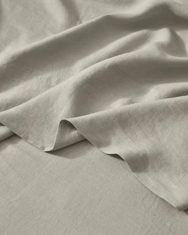 Ravello Flat Sheet in Bone, European linen with soft woven texture and aero-finished surface by Weave Home
