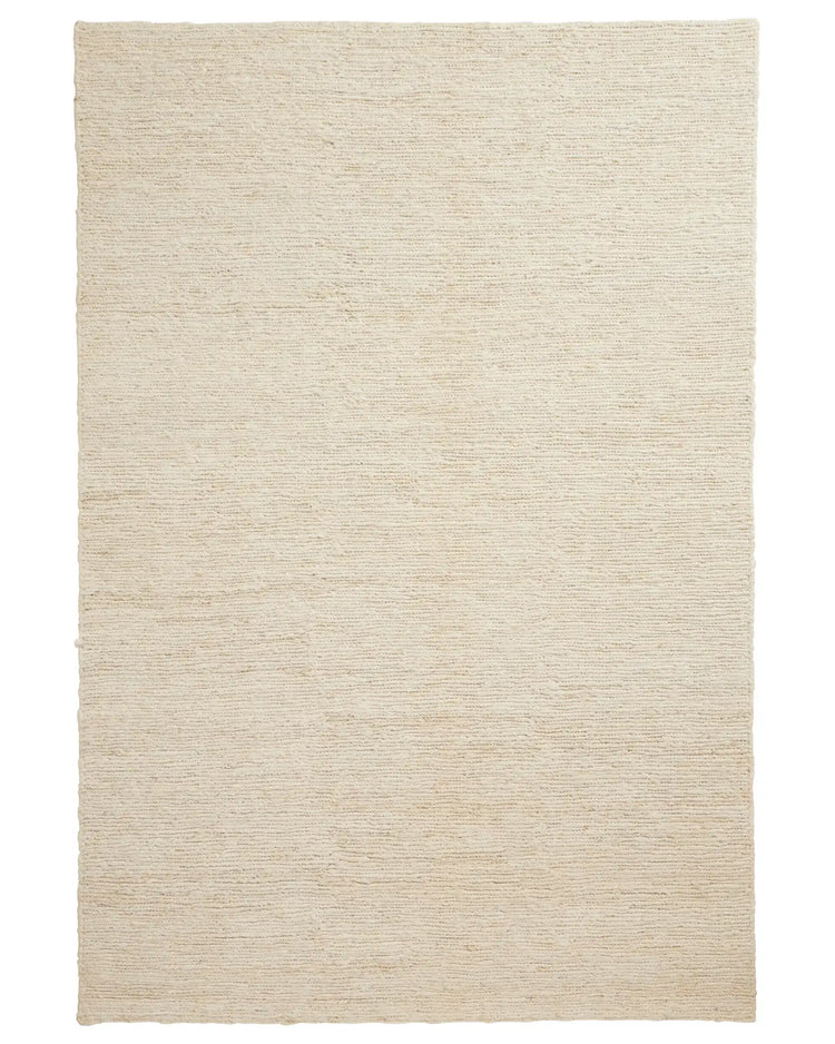 Suffolk Pearl textured jute rug in warm ivory, 2m x 3m high traffic rug with hand-woven plain weave by Weave Home