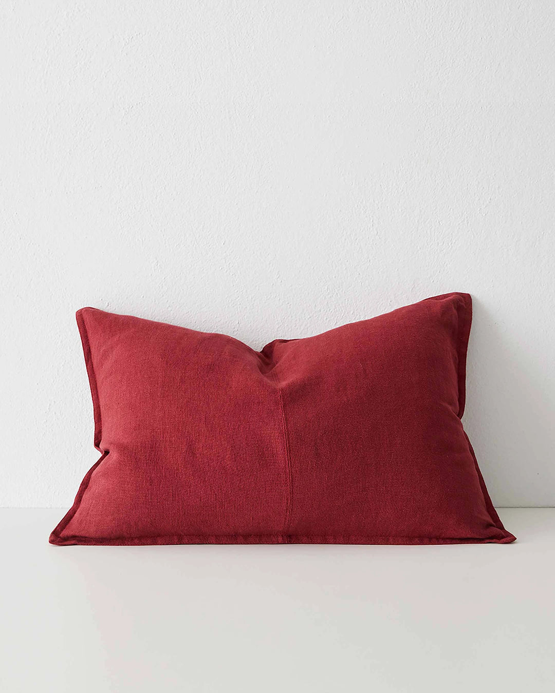 Como Rhubarb lumbar cushion cover, 40x60cm, vibrant red European linen with tailored edges by Weave Home