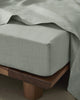 Ravello Fitted Sheet in Sage, European linen with deep corner pocket detail, by Weave Home