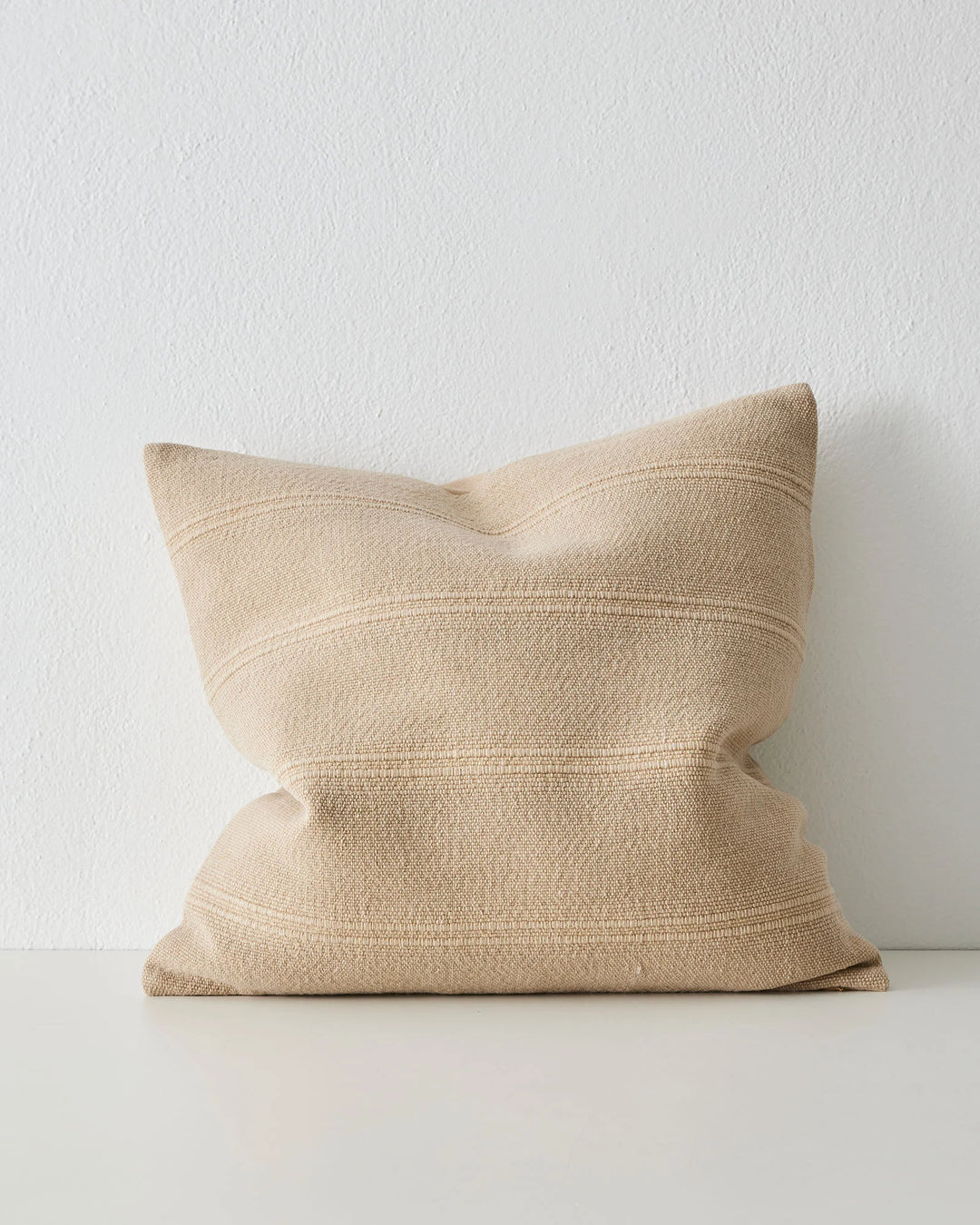 Palma Shell cushion, 50x50cm woven cotton linen blend with subtle ribbed pattern and knife edge seam by Weave Home