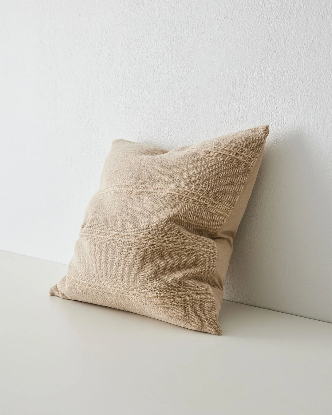 Palma Shell 50x50 cotton linen blend cushion with subtle ribbed texture and knife edge by Weave Home
