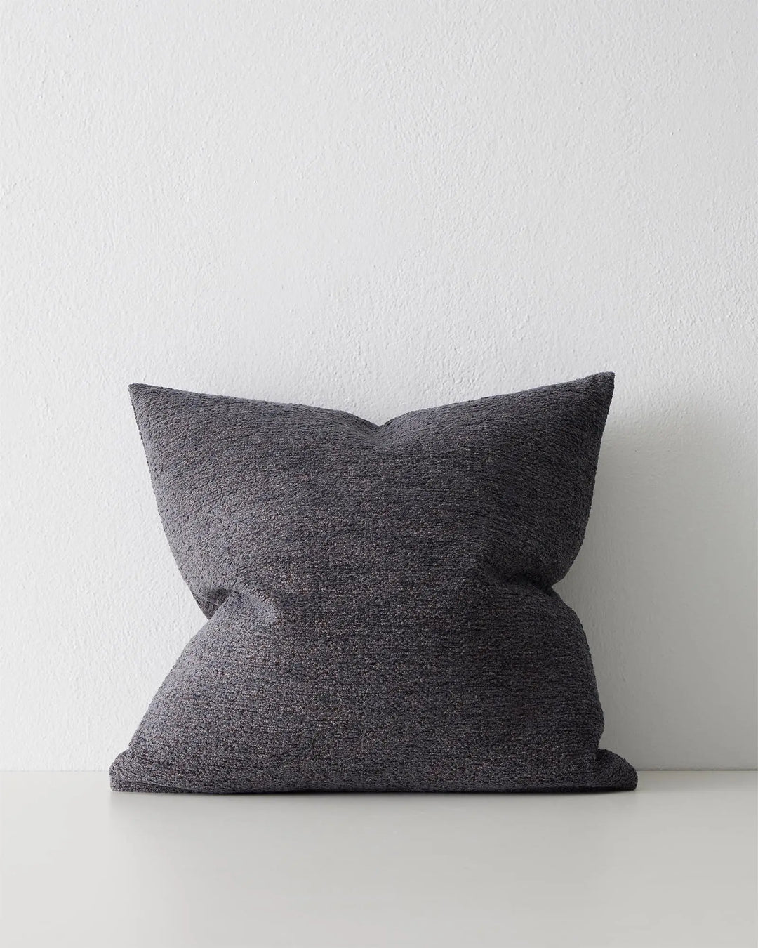 Laurent Shadow 50x50 textured viscose blend cushion with knife edge in dark blue-grey by Weave Home