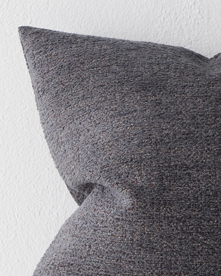 Laurent Shadow textured cushion close-up, charcoal viscose blend with chenille weave detail, 50x50cm by Weave Home