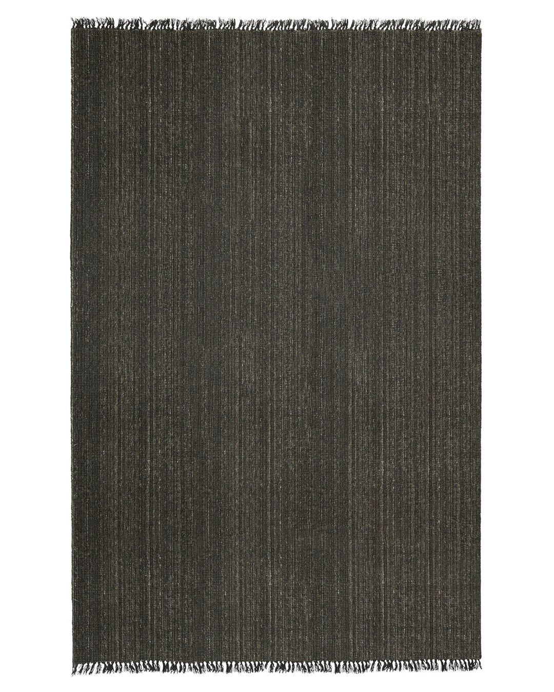 Puglia Pigeon rug in charcoal with chunky woven texture and contrasting threads, finished with fringe border, 2m x 3m by Weave Home
