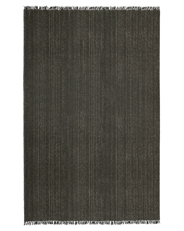 Puglia Pigeon rug in charcoal with chunky woven texture and contrasting threads, finished with fringe border, 2m x 3m by Weave Home