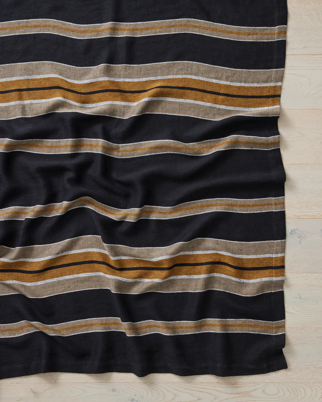 Franco Shadow throw in navy, orange and white stripes, 100% European linen twill weave with aero finish by Weave Home
