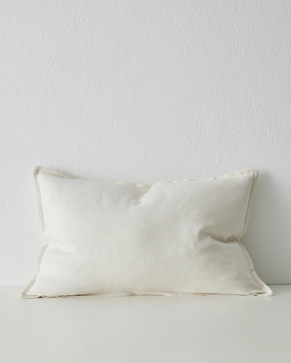 Fiore Salt lumbar cushion cover 40x60cm in linen viscose blend with soft sheen, front view by Weave Home