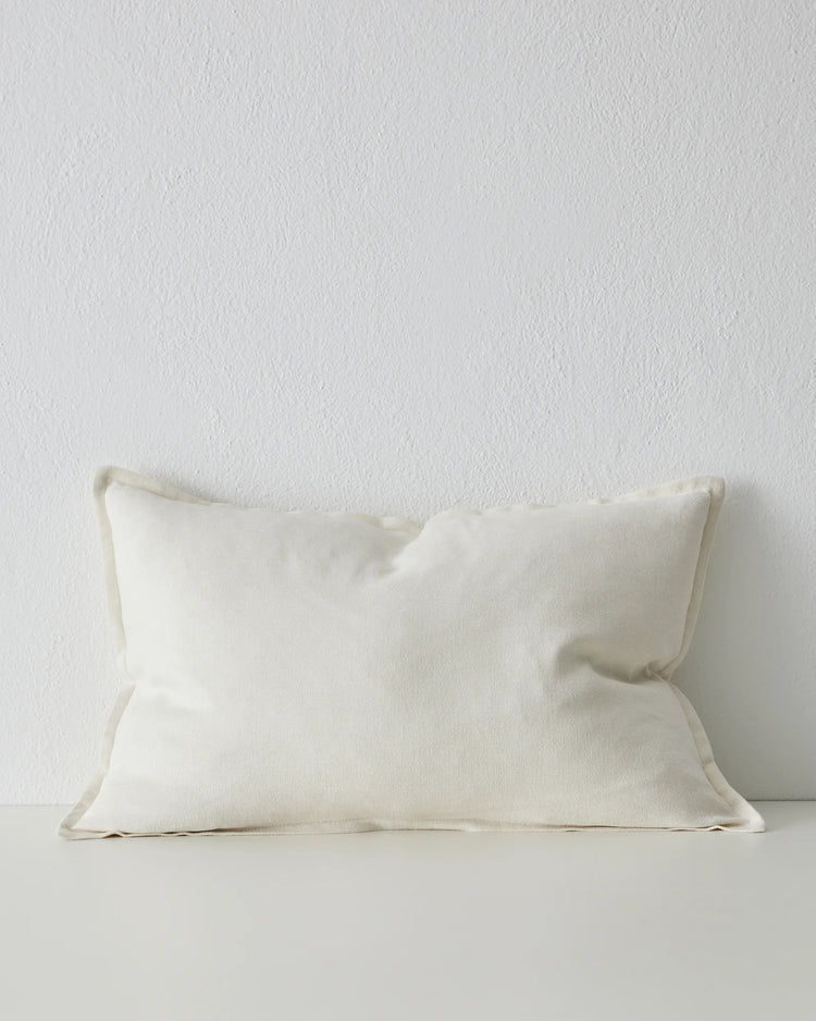Fiore Salt lumbar cushion cover 40x60cm in linen viscose blend with soft sheen, front view by Weave Home