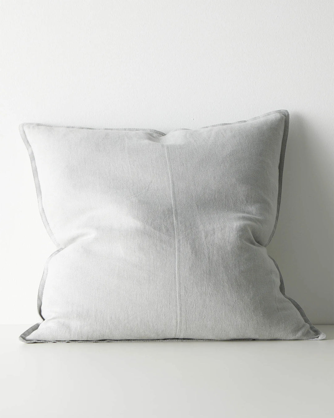 Como Haze cushion 60x60cm, light grey European linen with soft stone-washed finish by Weave Home