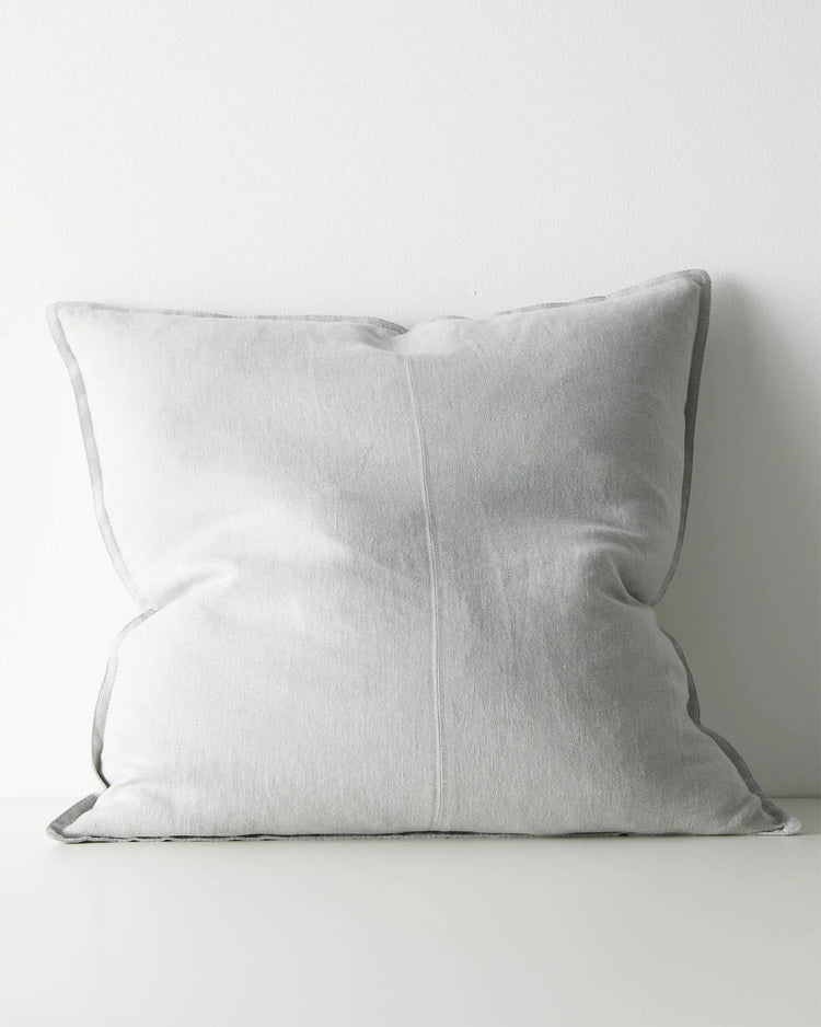 Como Haze cushion 60x60cm, light grey European linen with soft stone-washed finish by Weave Home