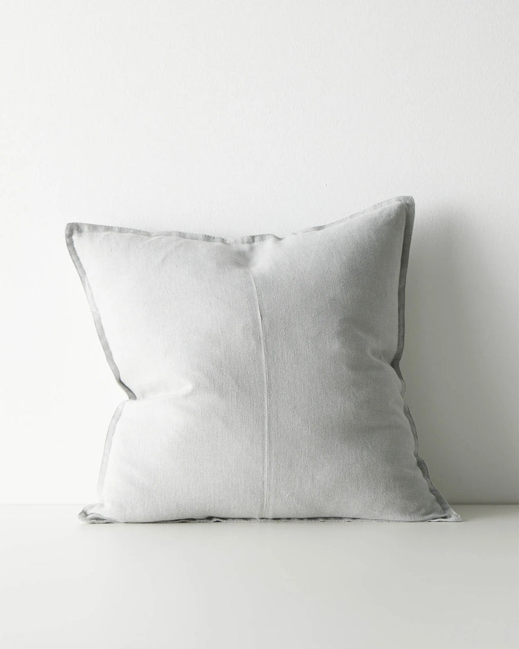 Como Haze 50x50cm linen cushion cover in light grey with contrast piping detail, by Weave Home