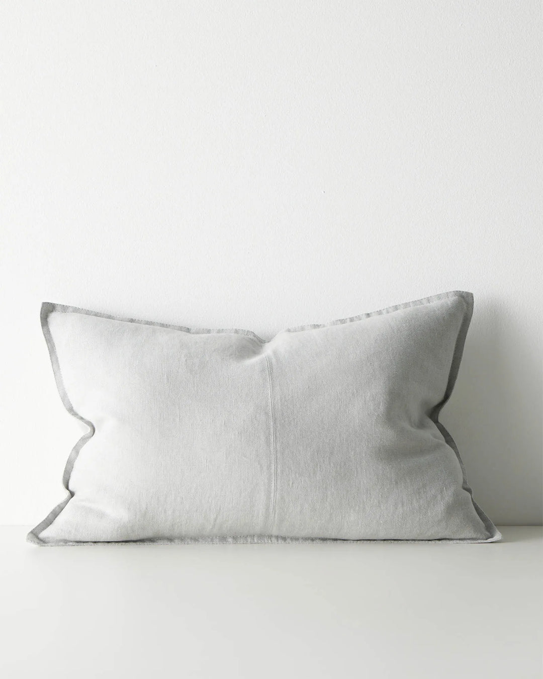 Como Haze lumbar cushion 40x60cm, light grey linen with contrasting piped edges, by Weave Home
