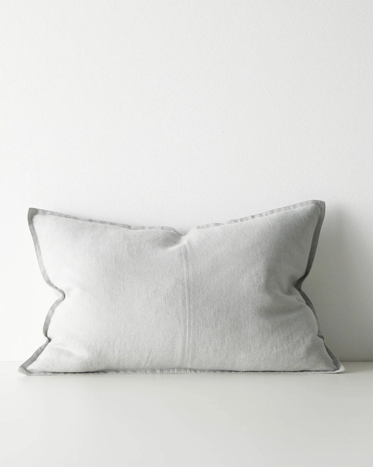 Como Haze lumbar cushion 40x60cm, light grey linen with contrasting piped edges, by Weave Home