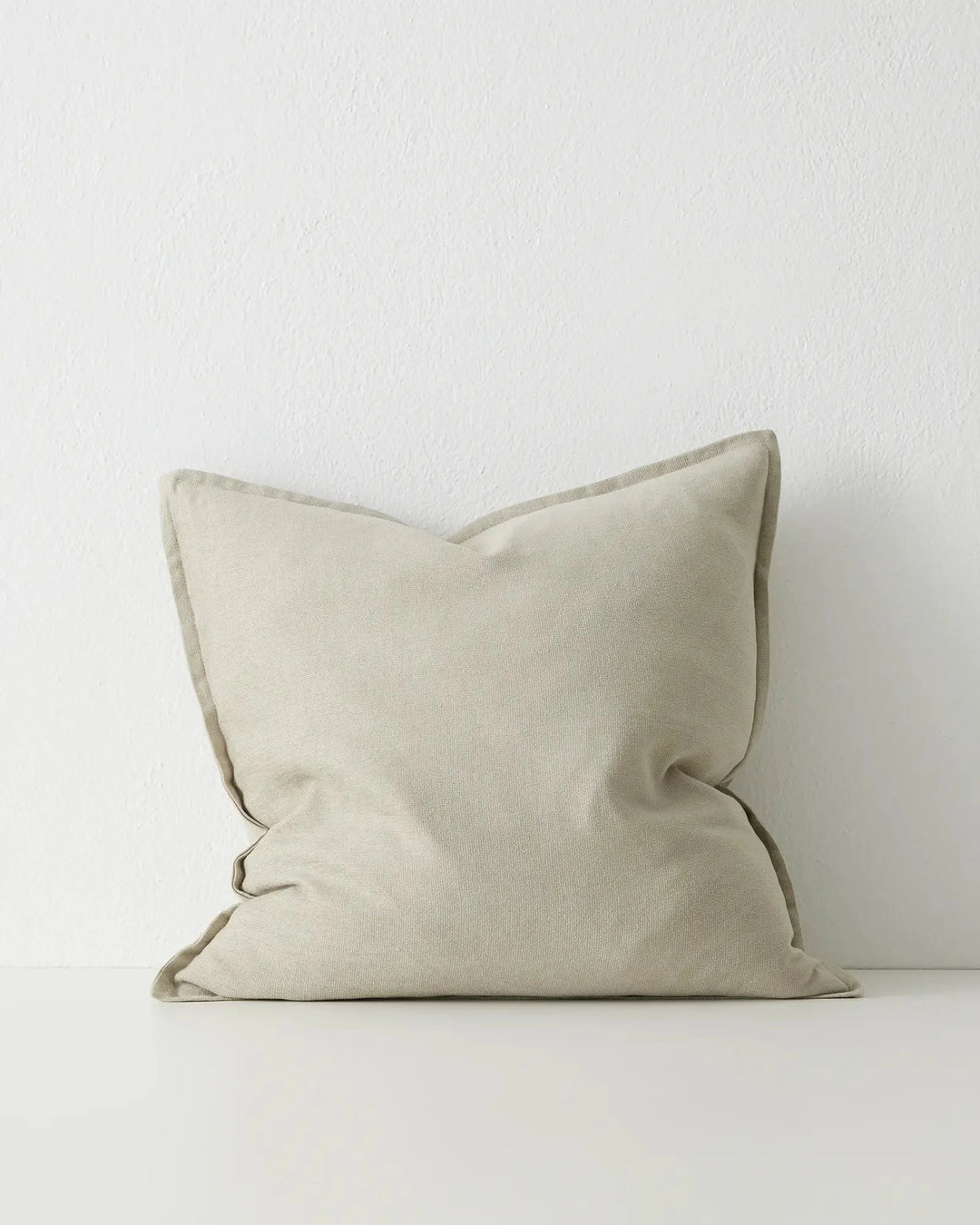 Fiore Sage 50x50cm linen viscose cushion with soft piping edge detail by Weave Home