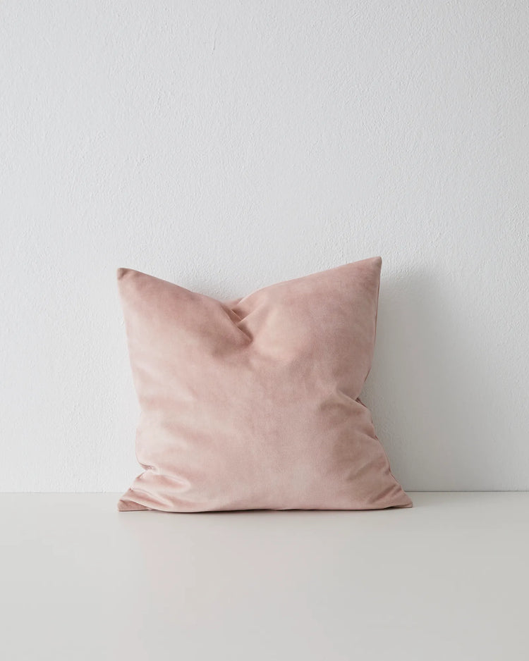 Ava Blush 50x50cm cushion cover in soft pink velvet-like polyester by Weave Home