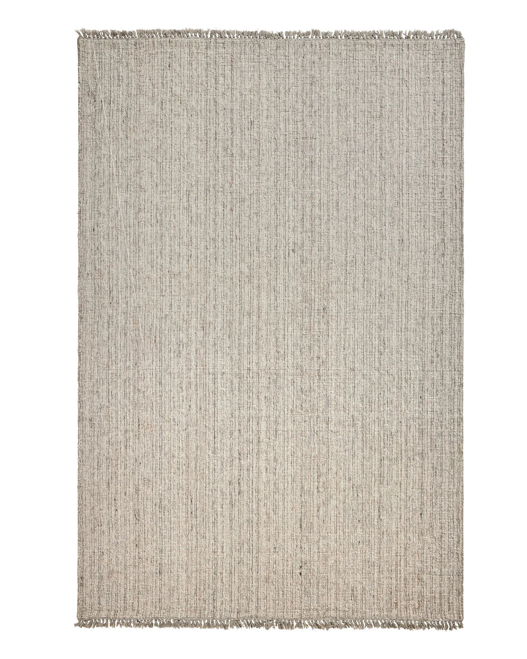 Puglia Fox rug in ivory with grey tones, 2m x 3m, chunky woven polyester-wool blend with fringe border by Weave Home