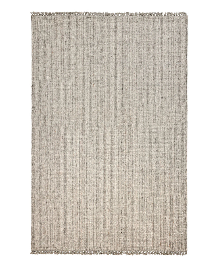 Puglia Fox rug in ivory with grey tones, 2m x 3m, chunky woven polyester-wool blend with fringe border by Weave Home