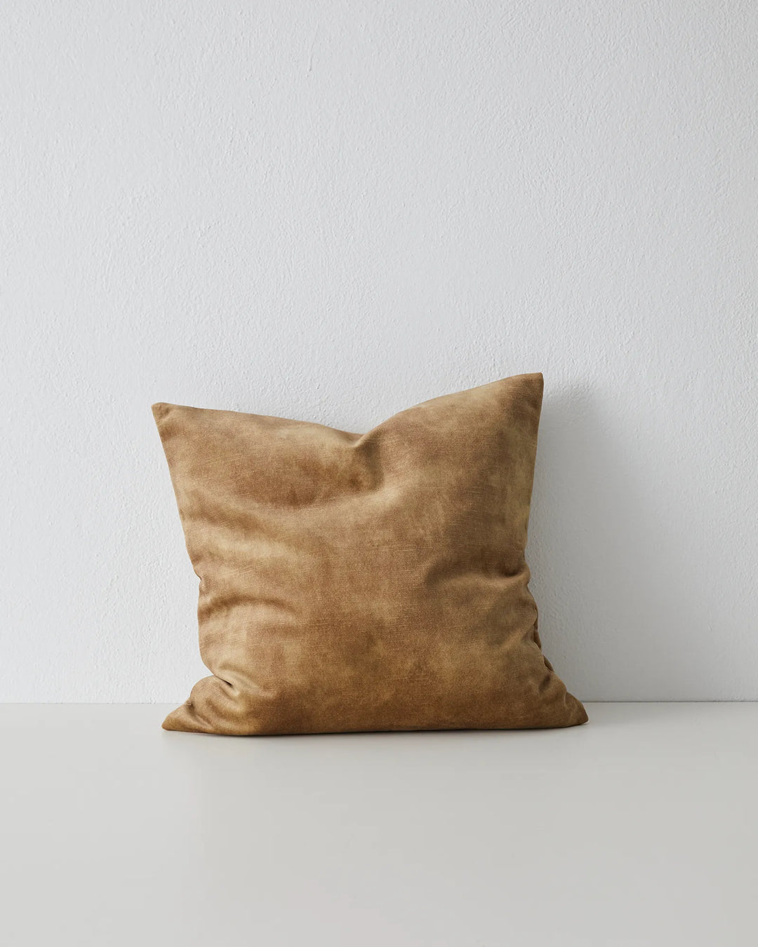 Ava Burnish 50x50 cushion cover in warm caramel velvet-like polyester by Weave Home