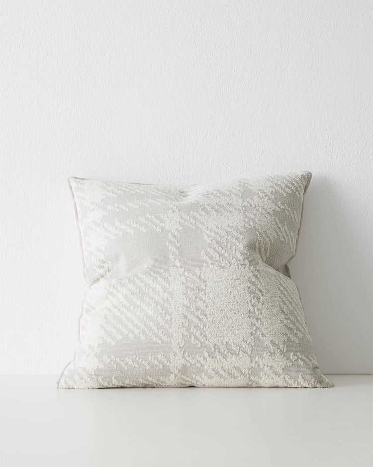 Sienne Moonbeam cushion, light grey with white oversized check weave, 50x50cm polyester cotton blend by Weave Home