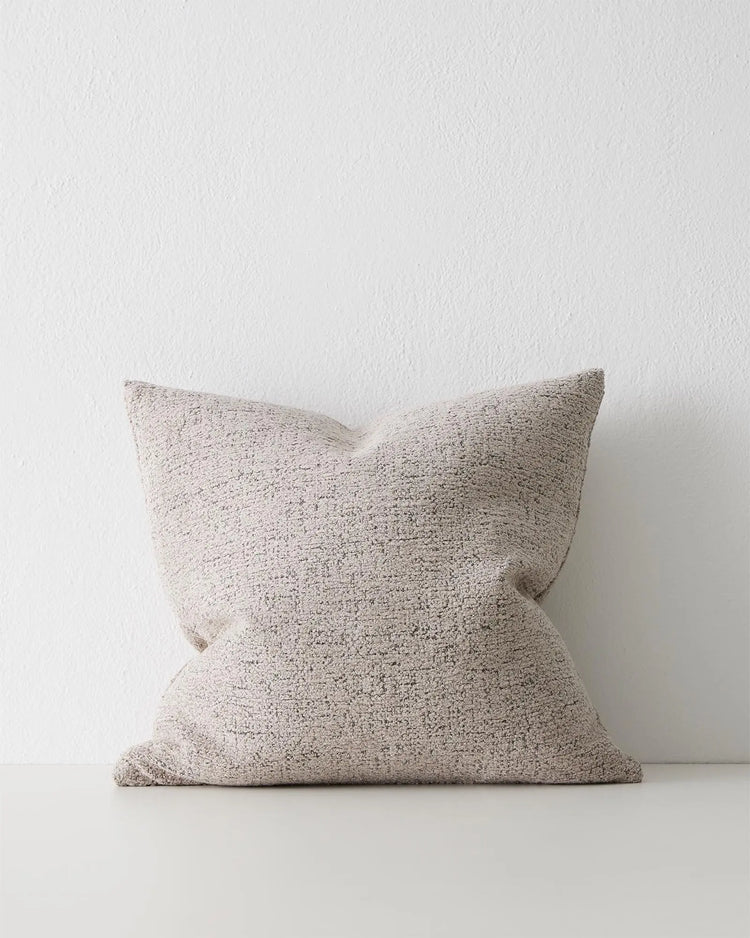 Laurent Mushroom 50x50 cushion, textured viscose blend in grey-cream with knife edge seam by Weave Home