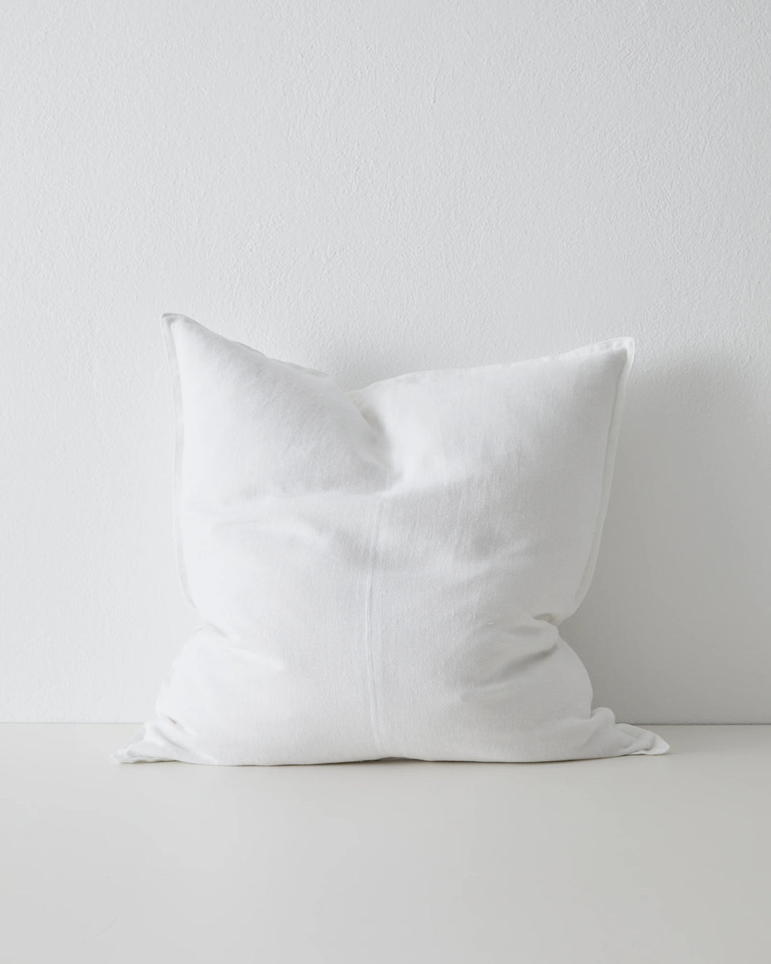 Como Snow 60x60 cushion, white European linen with soft stonewashed finish, cover only, by Weave Home