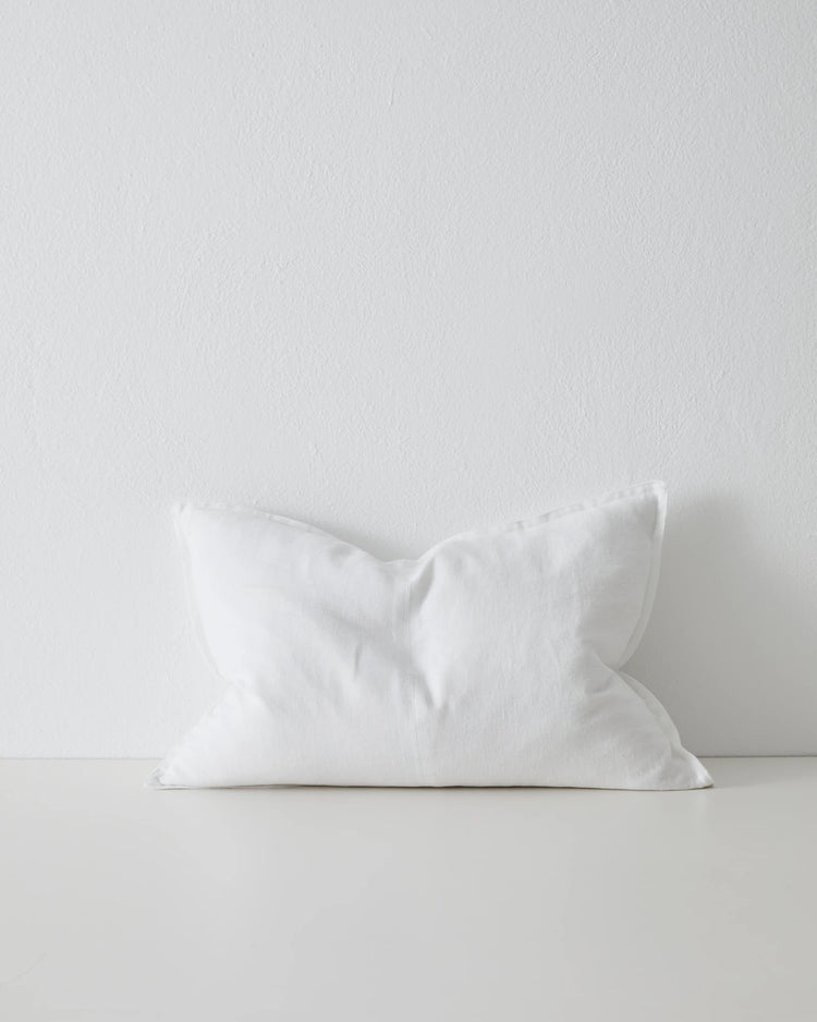 Como Snow lumbar cushion 40x60cm, stonewashed European linen in bright white by Weave Home