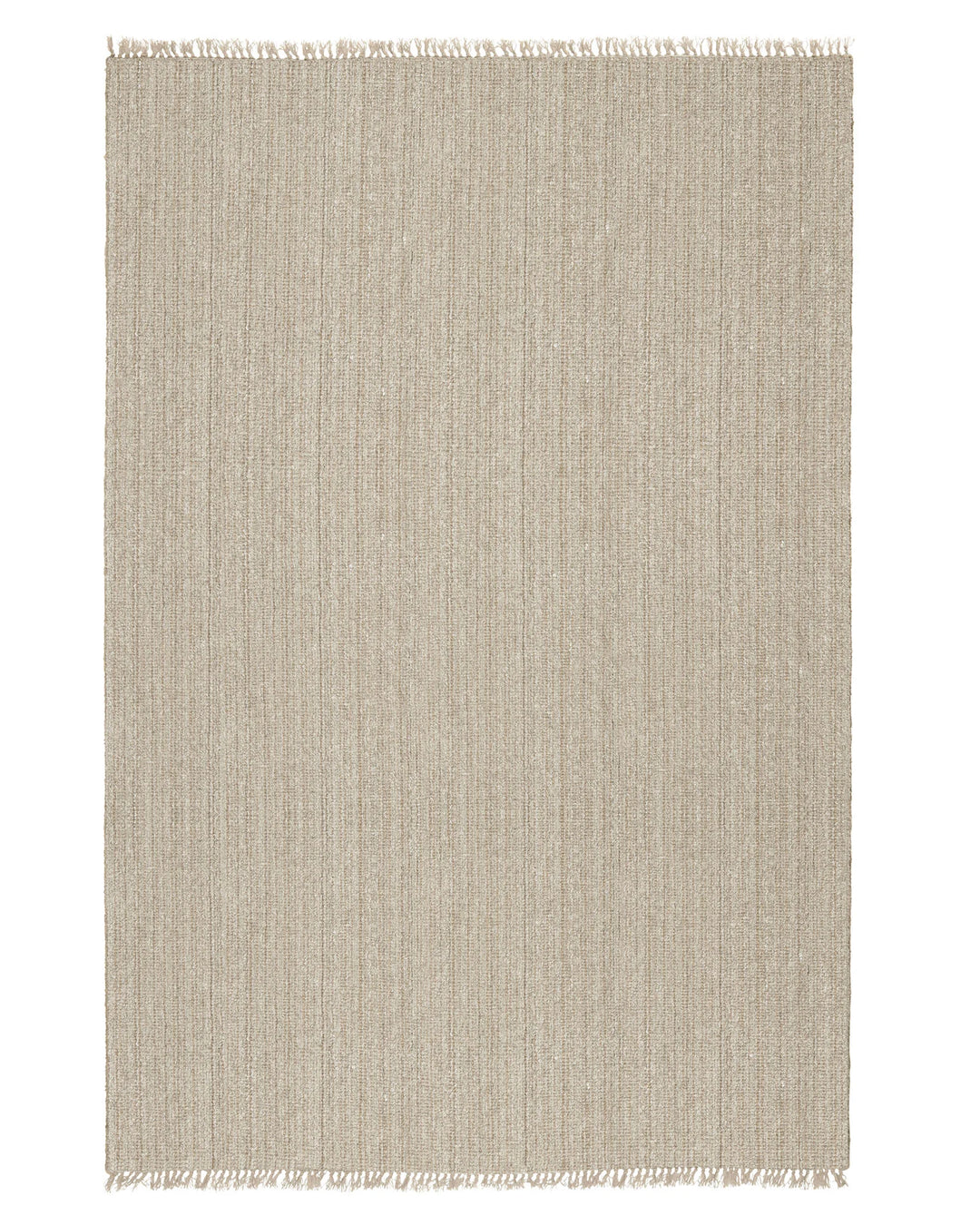 Puglia Hemp rug, 2m x 3m, textured wool-polyester blend with chunky woven weave and fringe border in calming beige by Weave Home