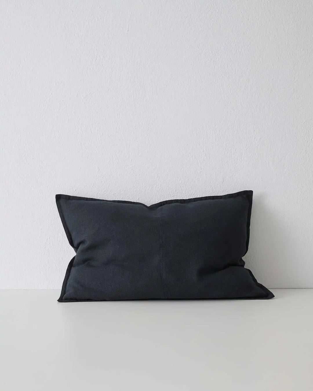 Como Shadow lumbar cushion, 40x60cm, stonewashed European linen in classic black by Weave Home