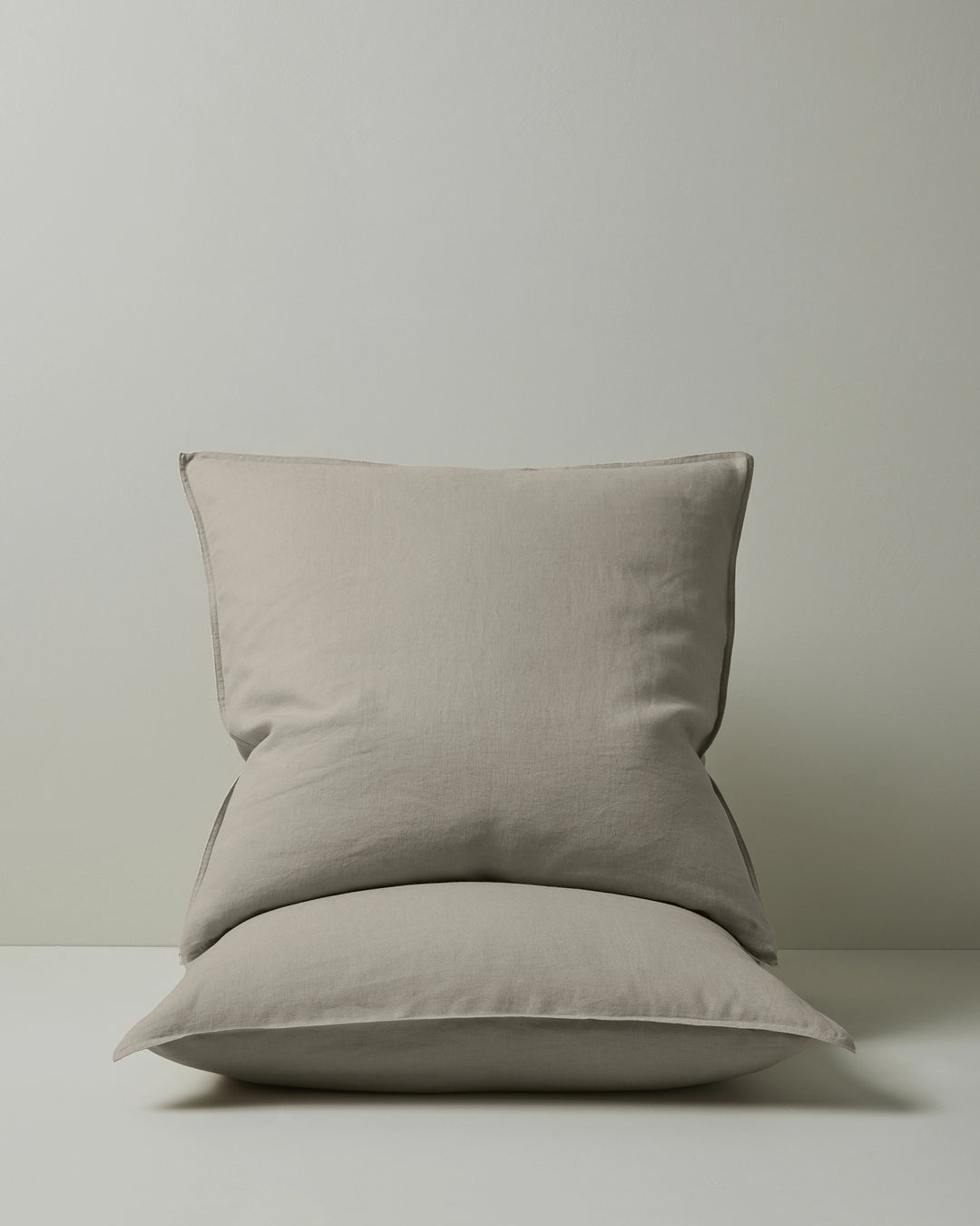 Ravello Pillowcase Set in Pebble, Euro size, European linen with top-stitched flanged edge by Weave Home
