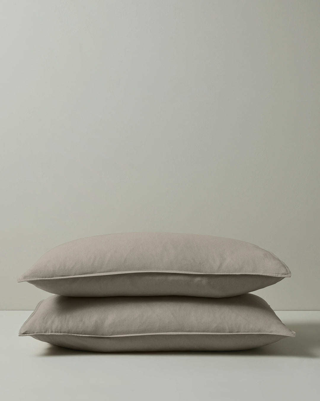 Ravello Pillowcase Set in Pebble, King size, European linen pair with top-stitched flanged edge by Weave Home