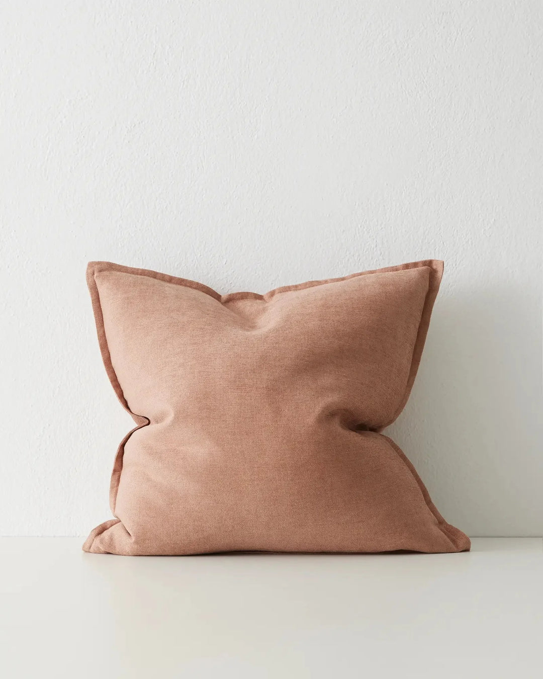 Fiore Clay 50x50cm cushion in linen viscose blend with piping detail, front view by Weave Home