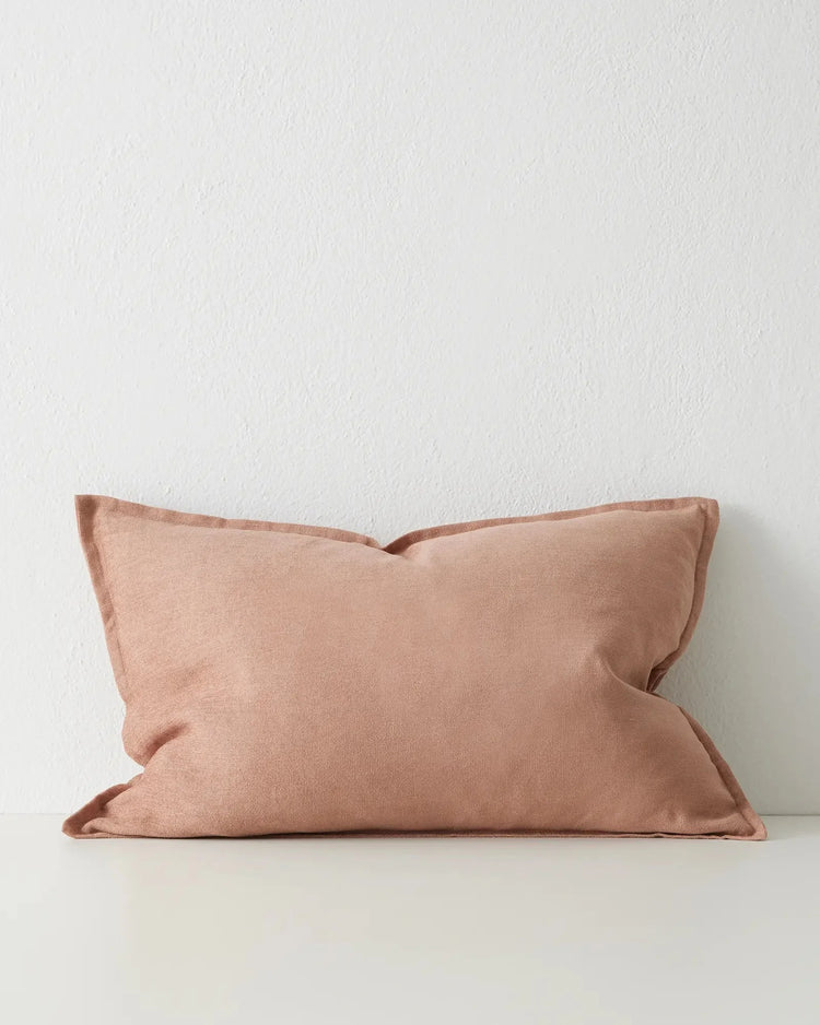 Fiore Clay lumbar cushion 40x60cm, soft linen viscose blend in earthy blush with knife-edge seam by Weave Home