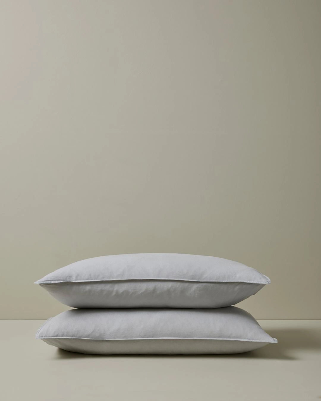 Ravello Pillowcase Set in silver, pair of king-size European linen pillowcases with top-stitched flanged edges by Weave Home