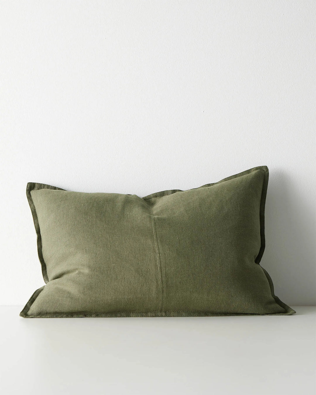 Como Jungle linen cushion cover, 40x60cm, stonewashed European linen in sage green by Weave Home