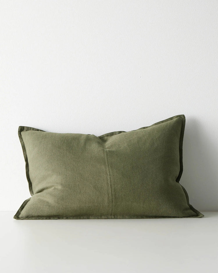Como Jungle linen cushion cover, 40x60cm, stonewashed European linen in sage green by Weave Home