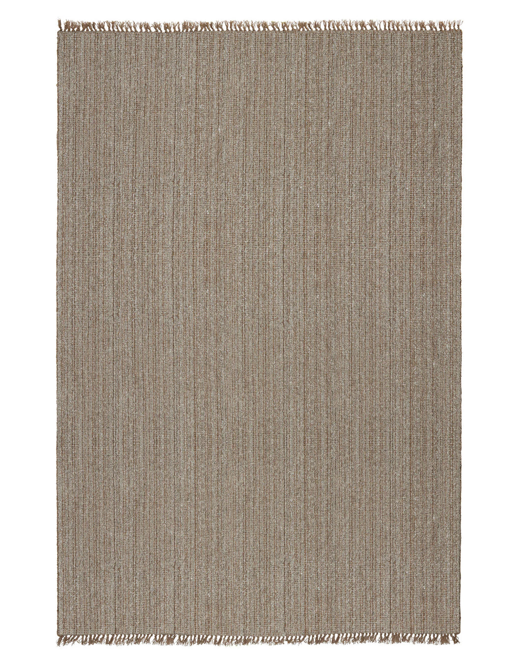 Puglia Taupe 2m x 3m textured wool-polyester blend rug with chunky woven design and fringe border by Weave Home