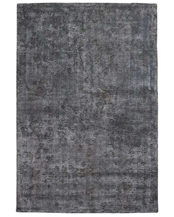 Glebe Shadow hand-woven viscose blend rug in charcoal with grey tonal texture, 2m x 3m, by Weave Home