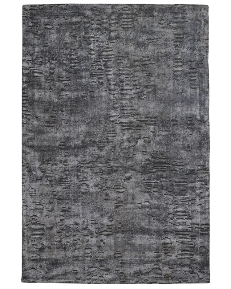 Glebe Shadow hand-woven viscose blend rug in charcoal with grey tonal texture, 2m x 3m, by Weave Home