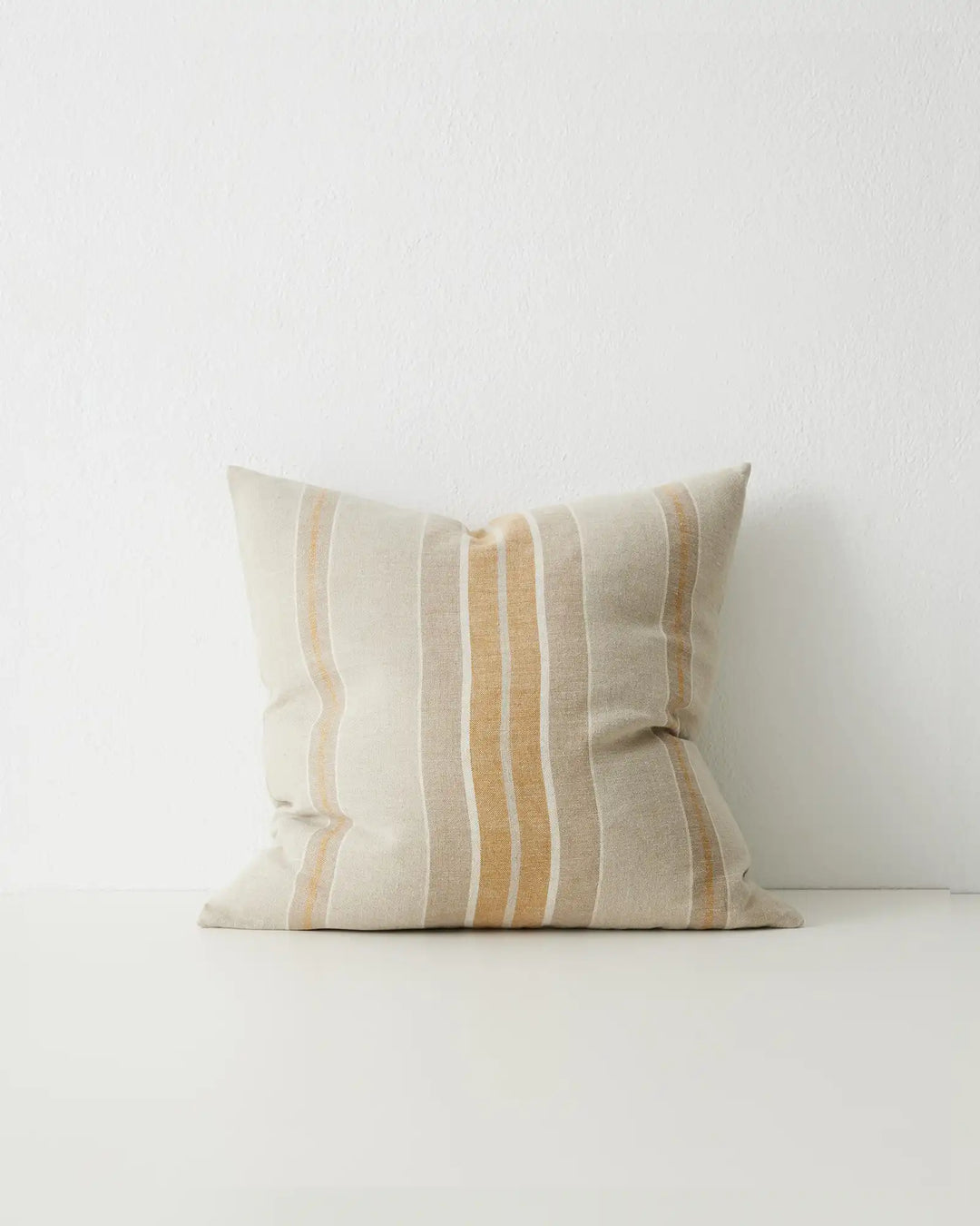 Franco Linen cushion, 50x50cm, cream with yellow and grey stripes, 100% European linen by Weave Home
