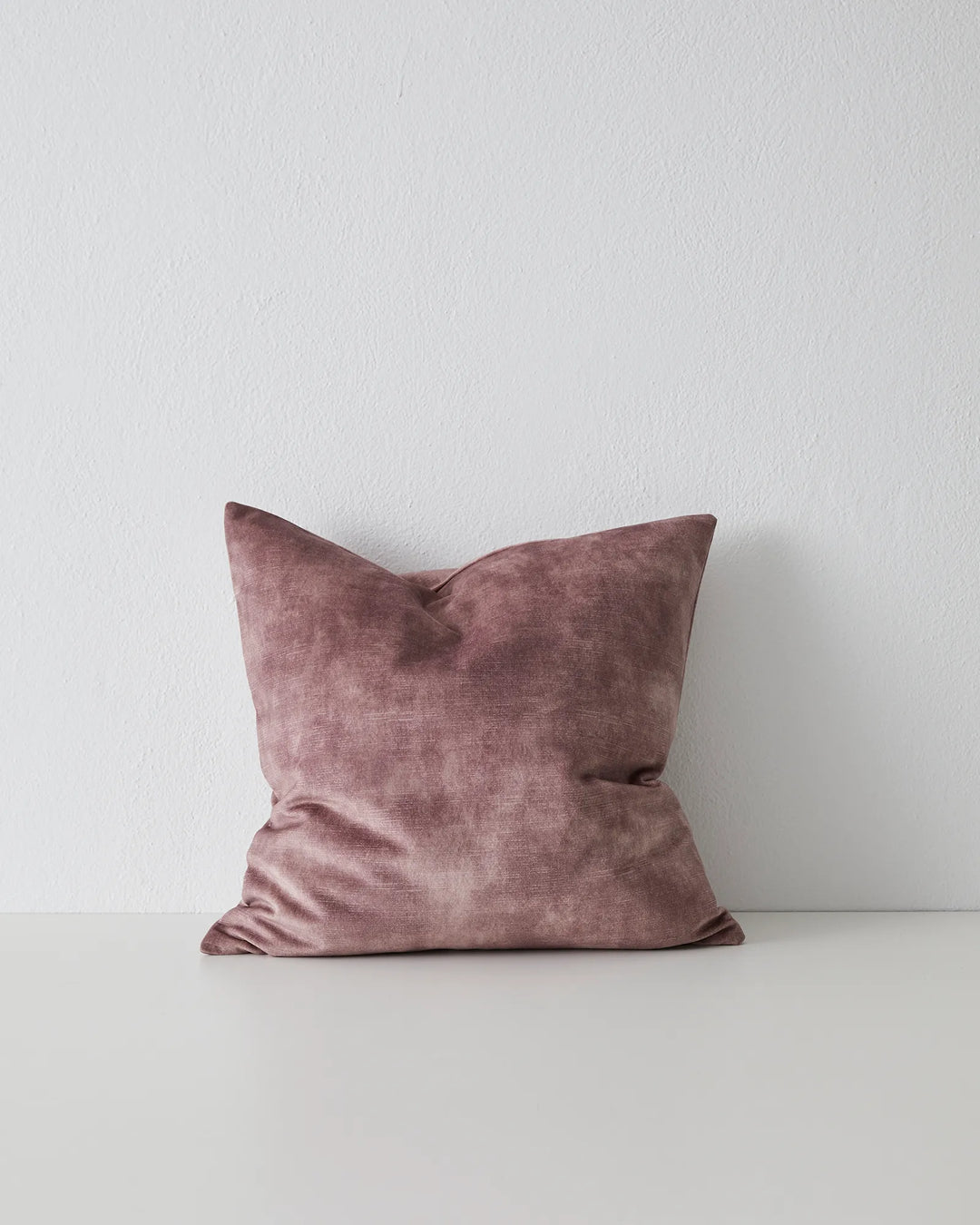 Ava Dusk 50x50 cushion in soft purple velvet polyester with concealed zip, front view, by Weave Home