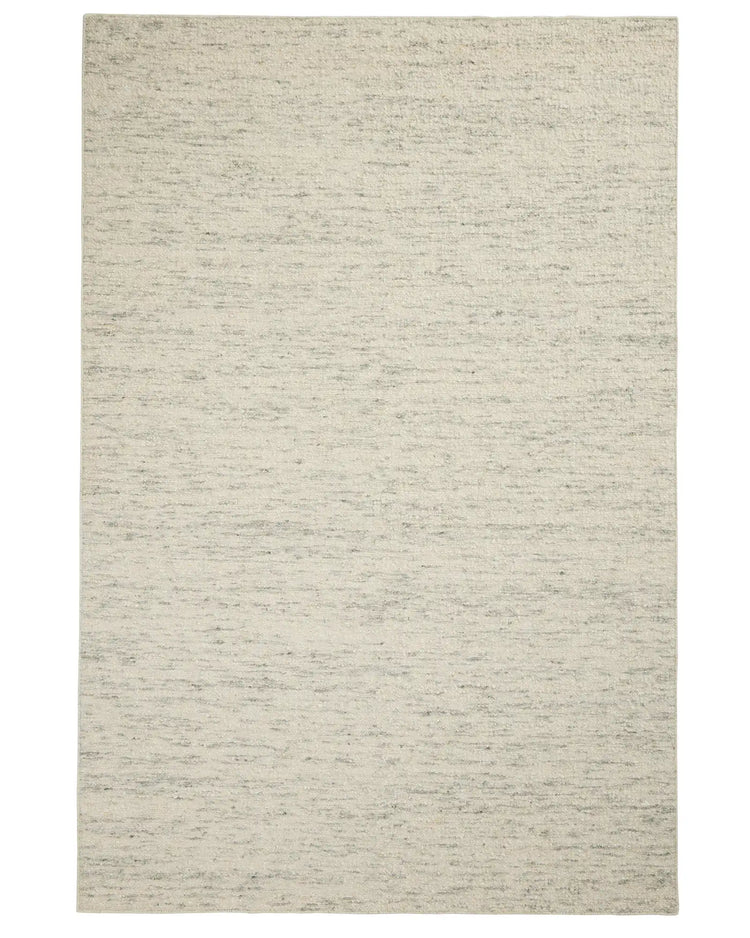 Henley Pelican bouclé wool rug in ivory with grey tones, 2x3m high traffic rug with bound edge by Weave Home