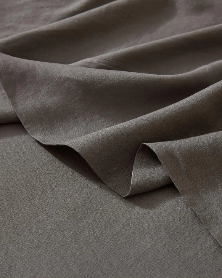 Ravello Flat Sheet in Charcoal, European linen with soft textured weave detail, by Weave Home