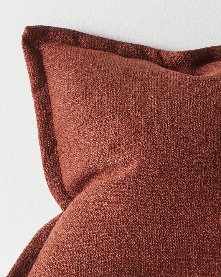 Figlio Paprika 50x50 cushion cover closeup, showing chunky woven polyester texture in bold red tone by Weave Home