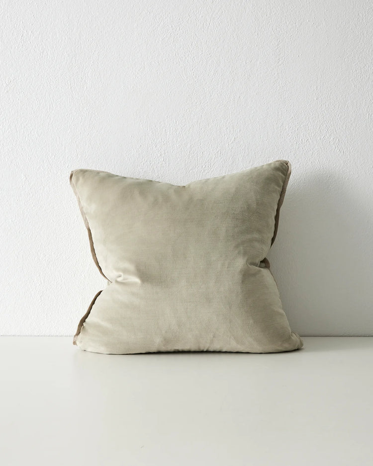 Francesca Sage 50x50cm velvet cushion with concealed zipper, plush muted green polyester cover by Weave Home