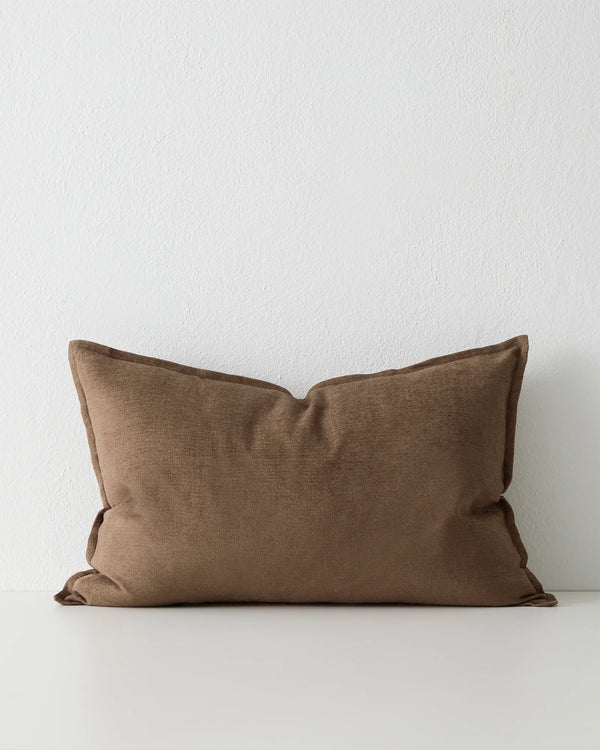 Fiore Toffee 40x60 lumbar cushion in linen viscose blend with soft lustrous finish by Weave Home