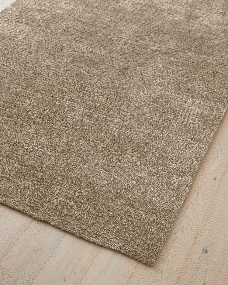 Valencia Latte rug corner detail, plush woven NZ wool in creamy beige with chunky texture, by Weave Home