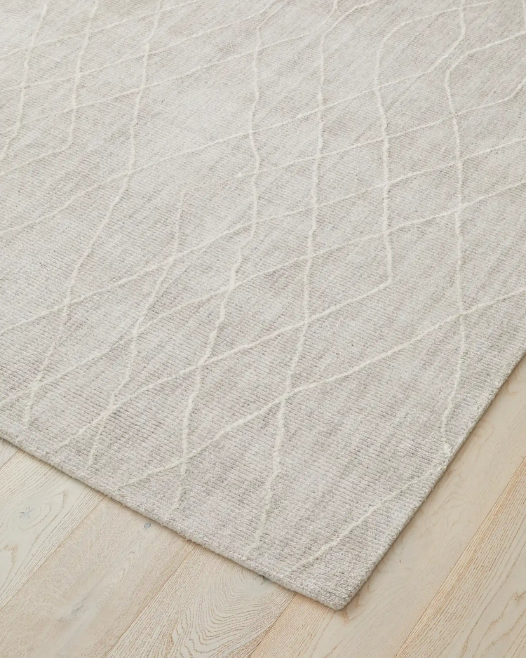 Katari Moon textured viscose blend rug in white and light grey with diamond weave pattern, 200x300cm by Weave Home