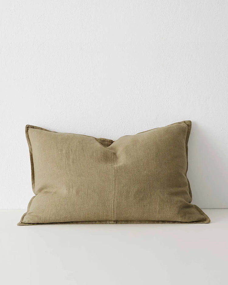 Como Clay linen cushion, 40x60cm, stone-washed European linen with piped edge detail by Weave Home