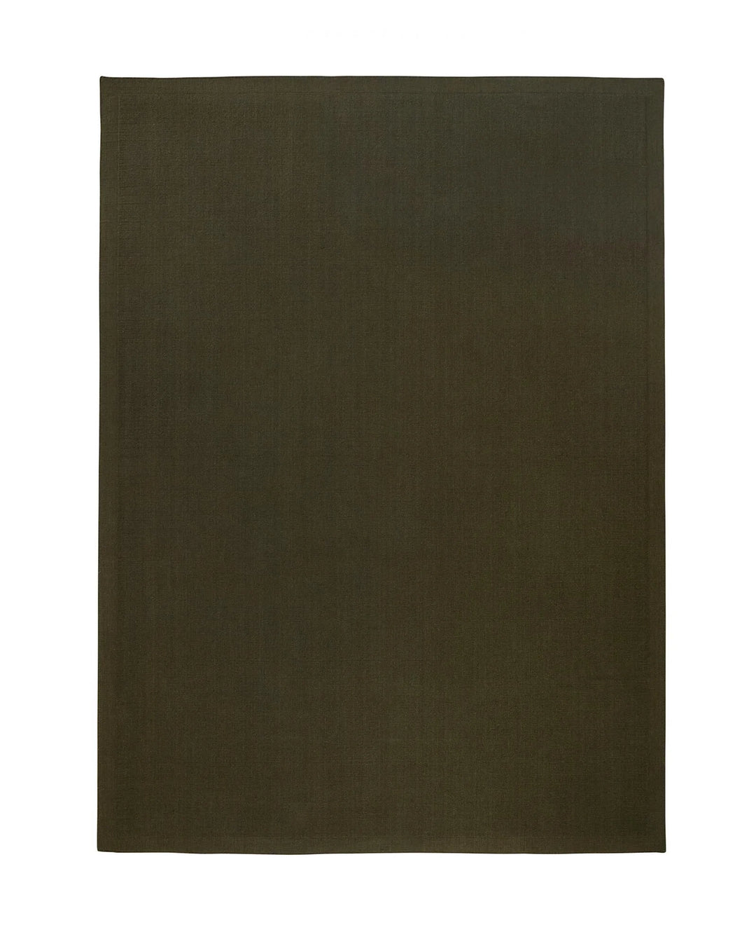 Cassio Jasper rug in deep olive, NZ wool loop pile with lowered border and serged edge, by Weave Home